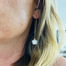 Load image into Gallery viewer, MOP SHELL FLOWER THREADER EARRINGS
