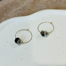 Load image into Gallery viewer, MOP SHELL FLOWER HOOP EARRINGS
