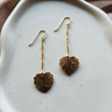 Load image into Gallery viewer, BROWN MOP LEAF EARRINGS
