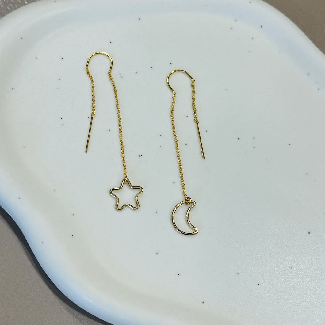 STAR & LUNA MOON THREADER EARRINGS