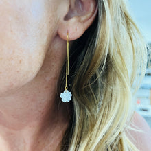 Load image into Gallery viewer, MOP SHELL FLOWER THREADER EARRINGS
