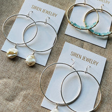 Load image into Gallery viewer, SILVER PEARL HOOP EARRINGS
